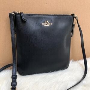 COACH Black Crossgrain Leather Large Slim N/S Swing Pack Crossbody F36063